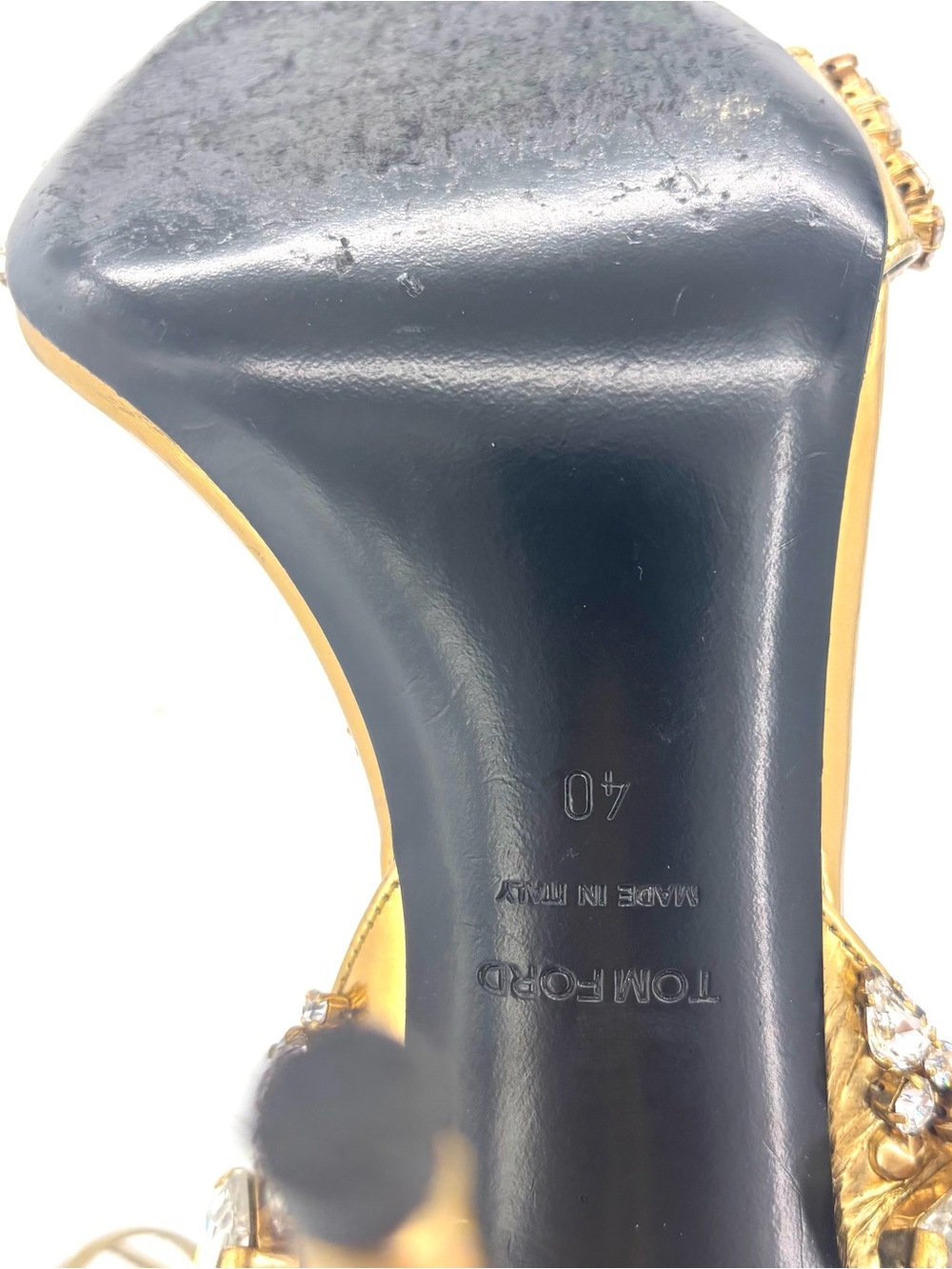 Tom Ford Mirror 100 Metallic Crystal Embellished Ankle Wrap High Heel Sandals 40 - Picture 9 of 10